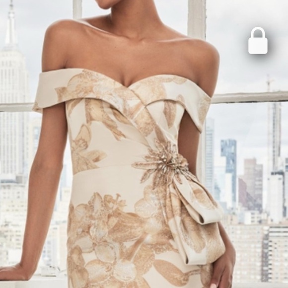 MGNY Floral Print Maxi Gown
